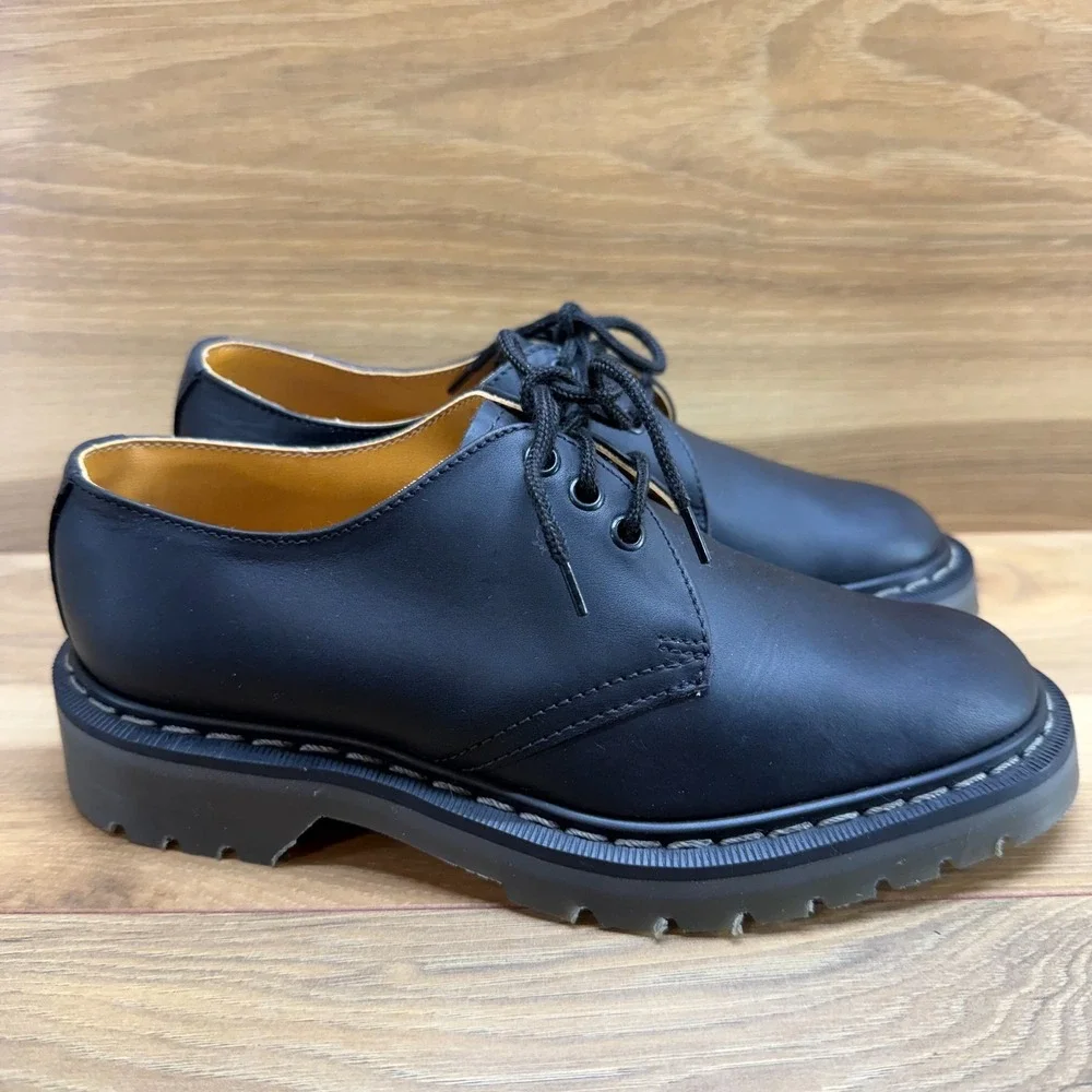 Contak‎ England Black Leather Oxfords Youth Size 4 UK 3 Lace Up Low Top Shoes